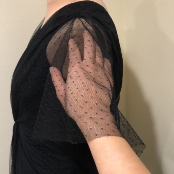 Katie May Olivia Formal Dress Size Small Black Swiss Dot Mesh Plunge Neck - Picture 5 of 14